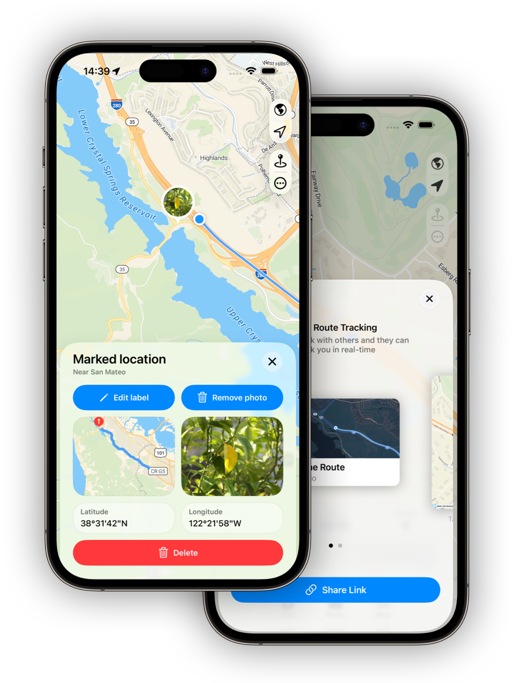 Bluelane route details shown on an iPhone
