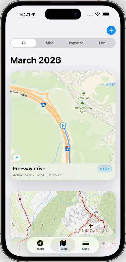 Bluelane route history on iPhone